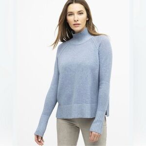 Kinross 4-ply Cashmere Plaited Mock Neck Sweater